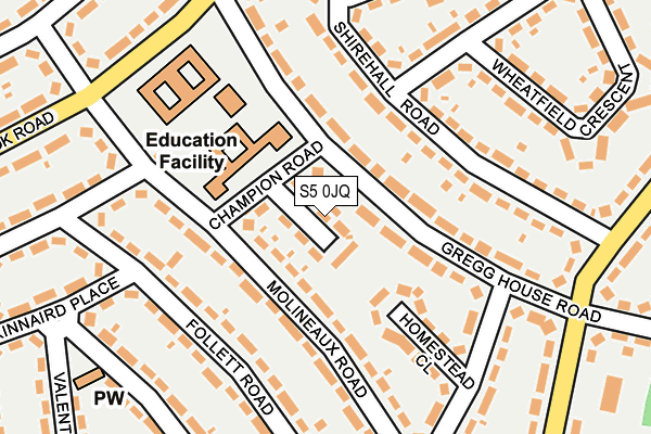 S5 0JQ map - OS OpenMap – Local (Ordnance Survey)