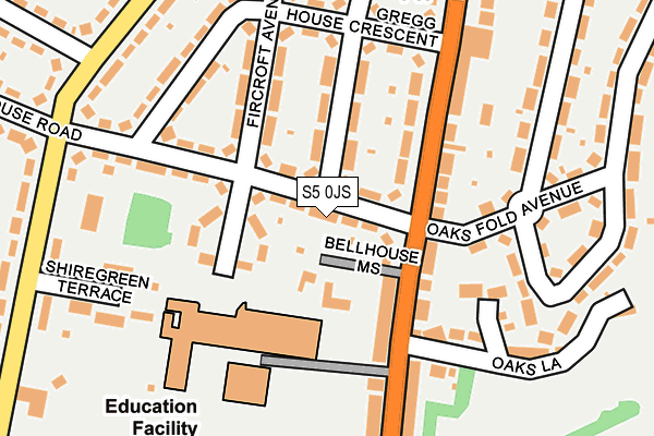 S5 0JS map - OS OpenMap – Local (Ordnance Survey)