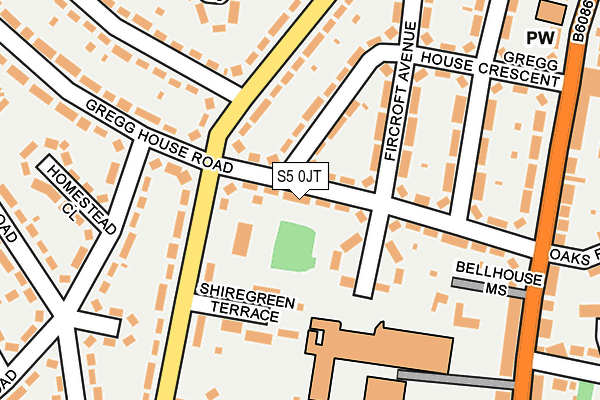 S5 0JT map - OS OpenMap – Local (Ordnance Survey)