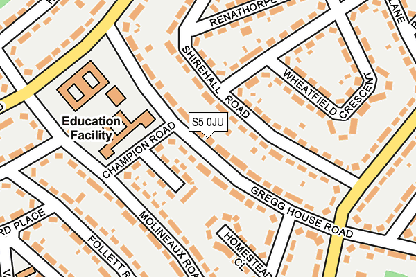S5 0JU map - OS OpenMap – Local (Ordnance Survey)