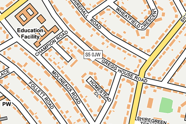 S5 0JW map - OS OpenMap – Local (Ordnance Survey)