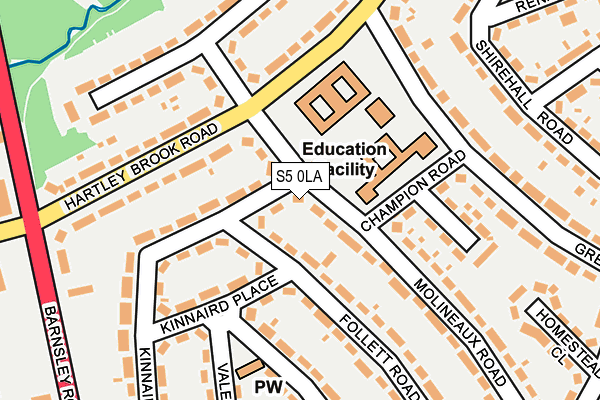 S5 0LA map - OS OpenMap – Local (Ordnance Survey)