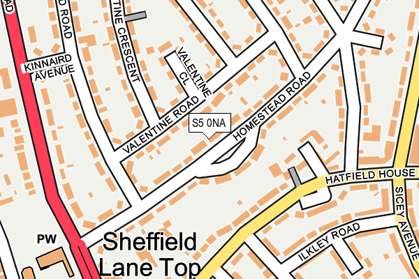 S5 0NA map - OS OpenMap – Local (Ordnance Survey)