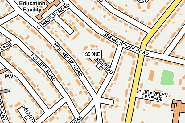 S5 0NE map - OS OpenMap – Local (Ordnance Survey)