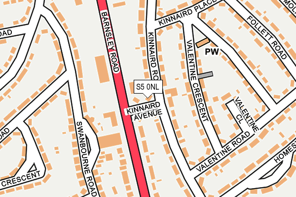 S5 0NL map - OS OpenMap – Local (Ordnance Survey)