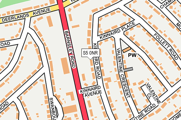 S5 0NR map - OS OpenMap – Local (Ordnance Survey)