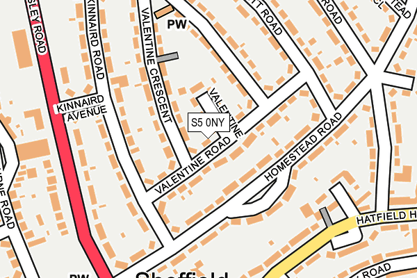 S5 0NY map - OS OpenMap – Local (Ordnance Survey)