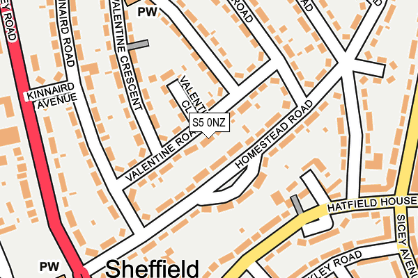 S5 0NZ map - OS OpenMap – Local (Ordnance Survey)