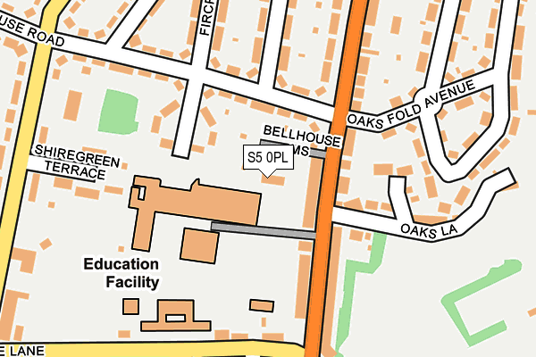 S5 0PL map - OS OpenMap – Local (Ordnance Survey)