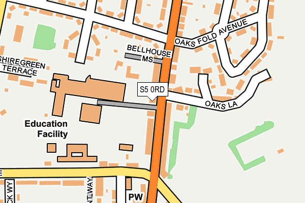 S5 0RD map - OS OpenMap – Local (Ordnance Survey)