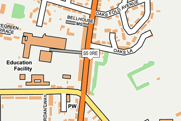 S5 0RE map - OS OpenMap – Local (Ordnance Survey)