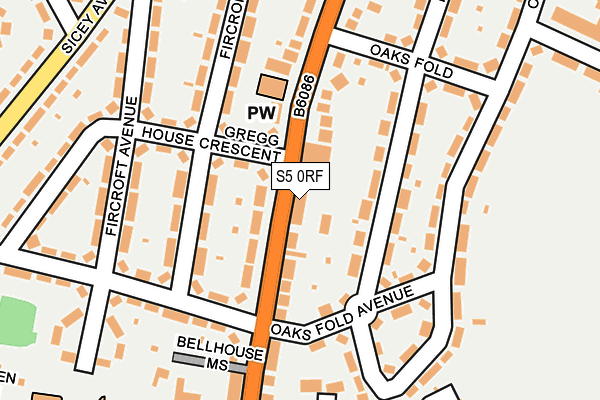 S5 0RF map - OS OpenMap – Local (Ordnance Survey)