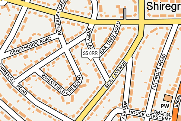 S5 0RR map - OS OpenMap – Local (Ordnance Survey)