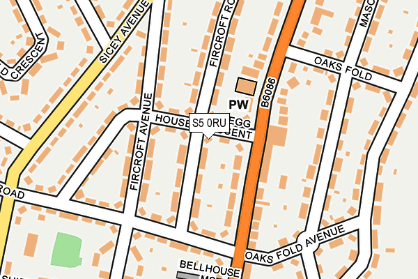 S5 0RU map - OS OpenMap – Local (Ordnance Survey)