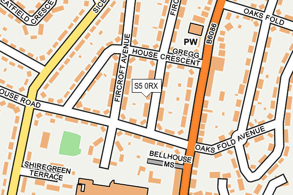 S5 0RX map - OS OpenMap – Local (Ordnance Survey)