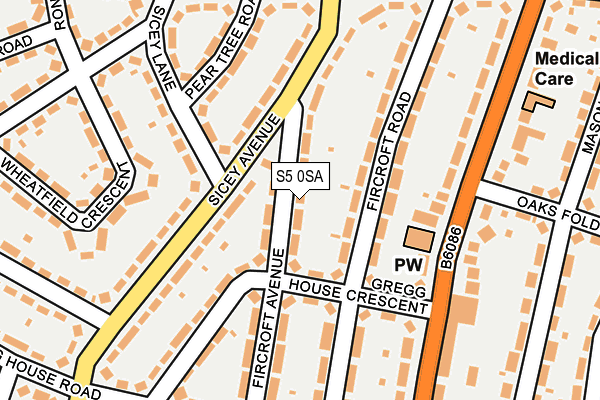 S5 0SA map - OS OpenMap – Local (Ordnance Survey)