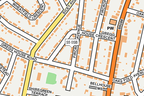 S5 0SB map - OS OpenMap – Local (Ordnance Survey)