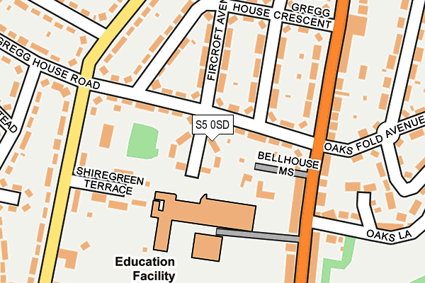 S5 0SD map - OS OpenMap – Local (Ordnance Survey)