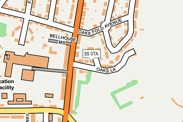 S5 0TA map - OS OpenMap – Local (Ordnance Survey)