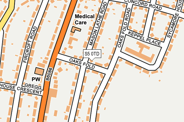 S5 0TD map - OS OpenMap – Local (Ordnance Survey)