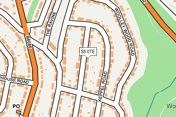 S5 0TE map - OS OpenMap – Local (Ordnance Survey)