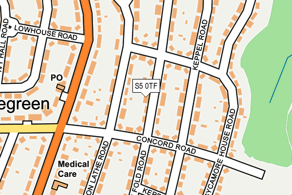 S5 0TF map - OS OpenMap – Local (Ordnance Survey)