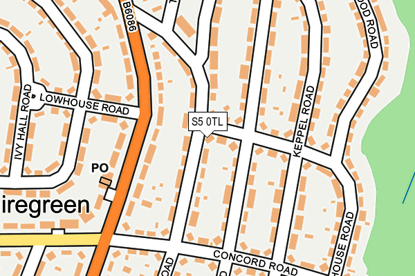 S5 0TL map - OS OpenMap – Local (Ordnance Survey)