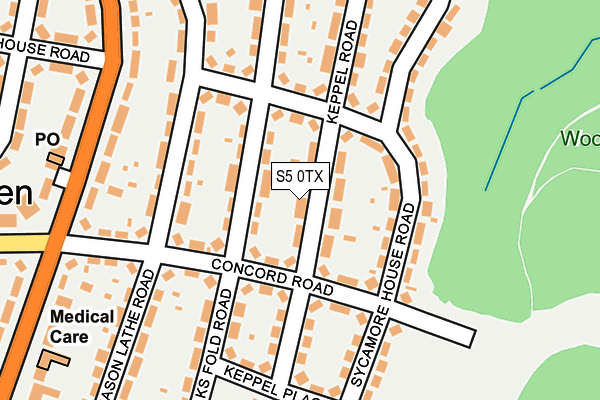 S5 0TX map - OS OpenMap – Local (Ordnance Survey)