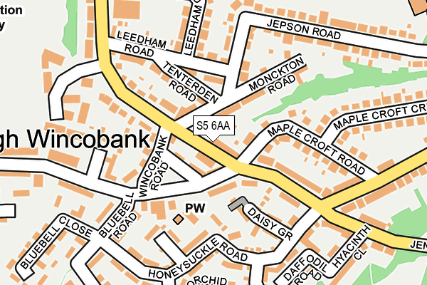 S5 6AA map - OS OpenMap – Local (Ordnance Survey)