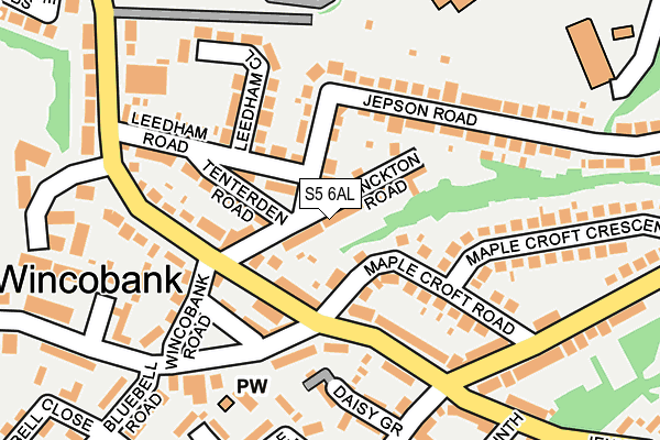 S5 6AL map - OS OpenMap – Local (Ordnance Survey)