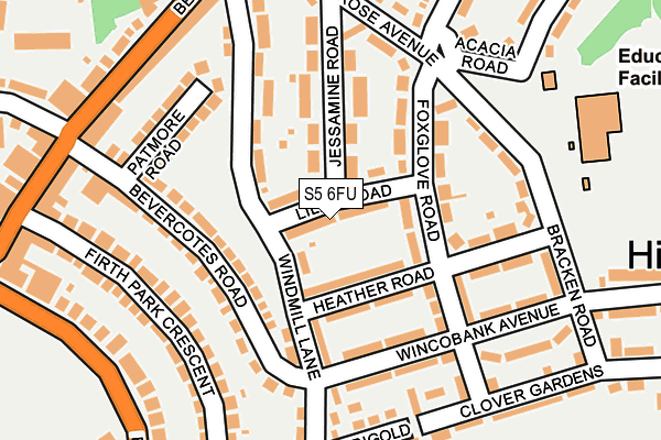 S5 6FU map - OS OpenMap – Local (Ordnance Survey)