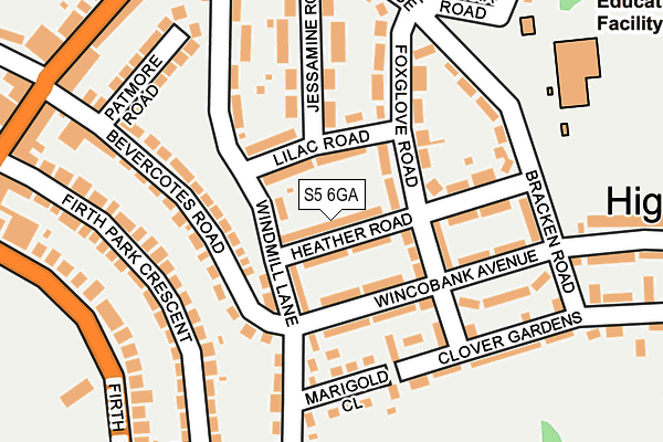 S5 6GA map - OS OpenMap – Local (Ordnance Survey)
