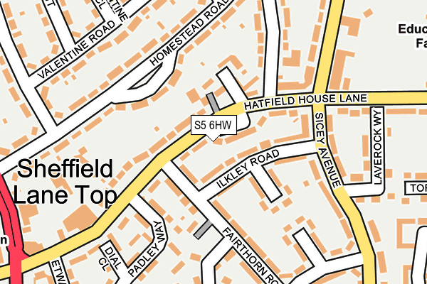 S5 6HW map - OS OpenMap – Local (Ordnance Survey)