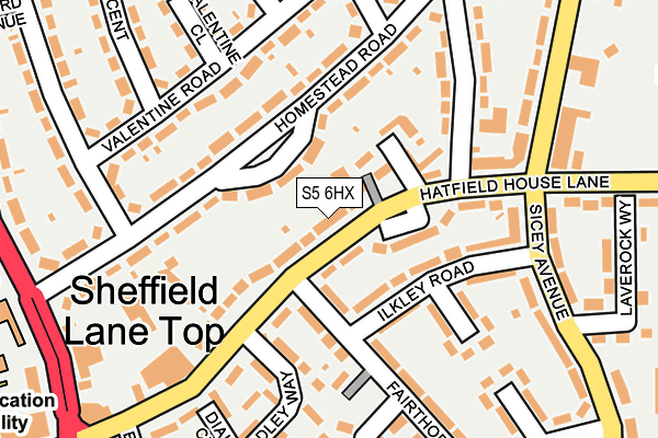 S5 6HX map - OS OpenMap – Local (Ordnance Survey)
