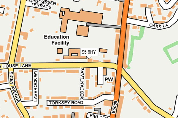 S5 6HY map - OS OpenMap – Local (Ordnance Survey)