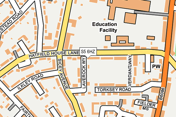 S5 6HZ map - OS OpenMap – Local (Ordnance Survey)