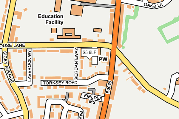 S5 6LF map - OS OpenMap – Local (Ordnance Survey)