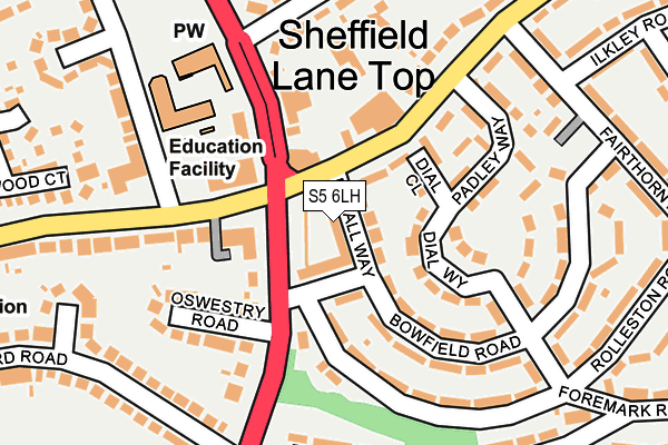 S5 6LH map - OS OpenMap – Local (Ordnance Survey)