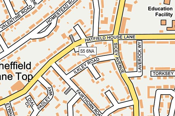 S5 6NA map - OS OpenMap – Local (Ordnance Survey)