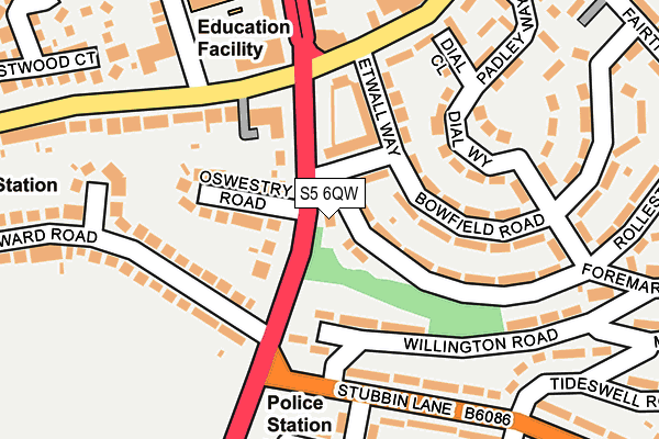 S5 6QW map - OS OpenMap – Local (Ordnance Survey)