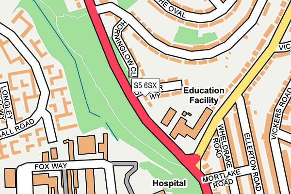 S5 6SX map - OS OpenMap – Local (Ordnance Survey)