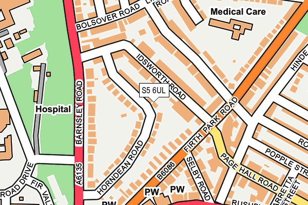 S5 6UL map - OS OpenMap – Local (Ordnance Survey)