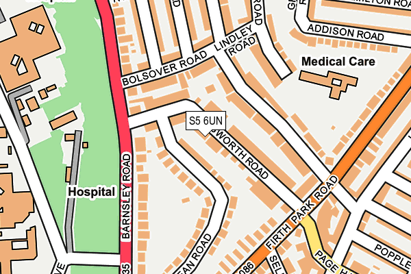 S5 6UN map - OS OpenMap – Local (Ordnance Survey)
