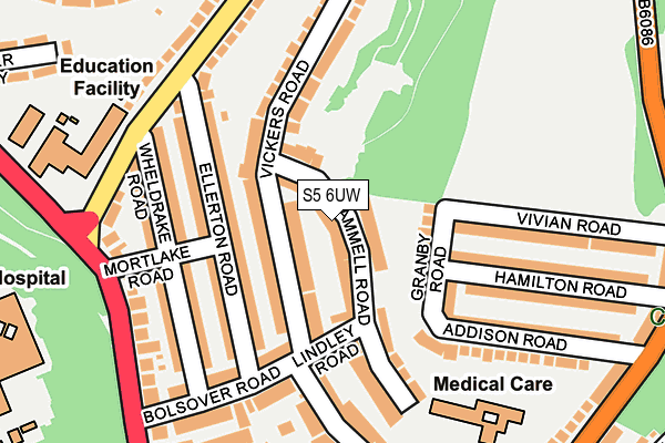 S5 6UW map - OS OpenMap – Local (Ordnance Survey)