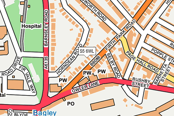 S5 6WL map - OS OpenMap – Local (Ordnance Survey)