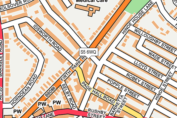 S5 6WQ map - OS OpenMap – Local (Ordnance Survey)