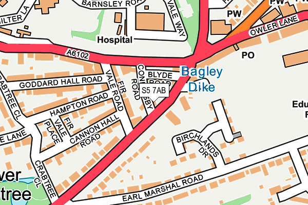 S5 7AB map - OS OpenMap – Local (Ordnance Survey)