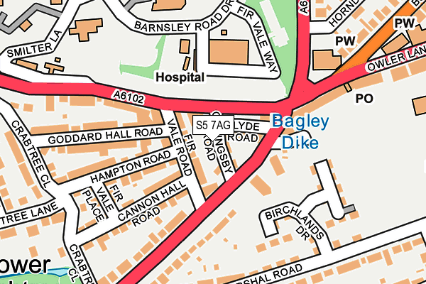 S5 7AG map - OS OpenMap – Local (Ordnance Survey)