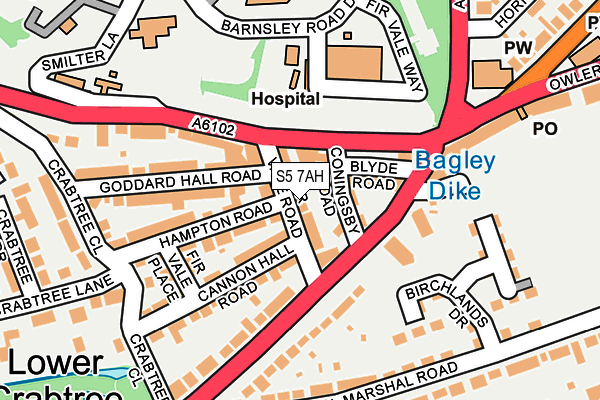 S5 7AH map - OS OpenMap – Local (Ordnance Survey)