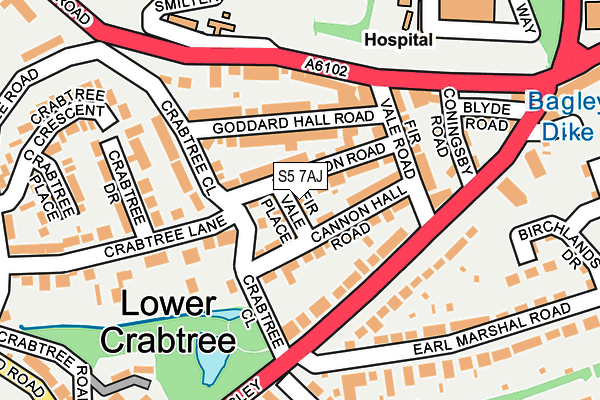 S5 7AJ map - OS OpenMap – Local (Ordnance Survey)